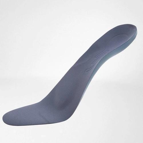 A dark grey foot insole. It is considered one of Bauerfeind Australia's best recovery foot insoles, Ergopad Redux Heel 2.
