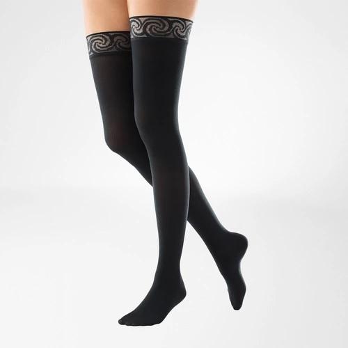 A black colour compression stockings. It is one of Bauerfeind Australia's best compression stockings, VenoTrain Compressions Stockings (Black).
