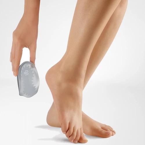 A heel cushion in a colour combination of blue and grey. It is considered one of Bauerfeind Australia's best recovery heel cushions, Vischeel Heel Cushion.